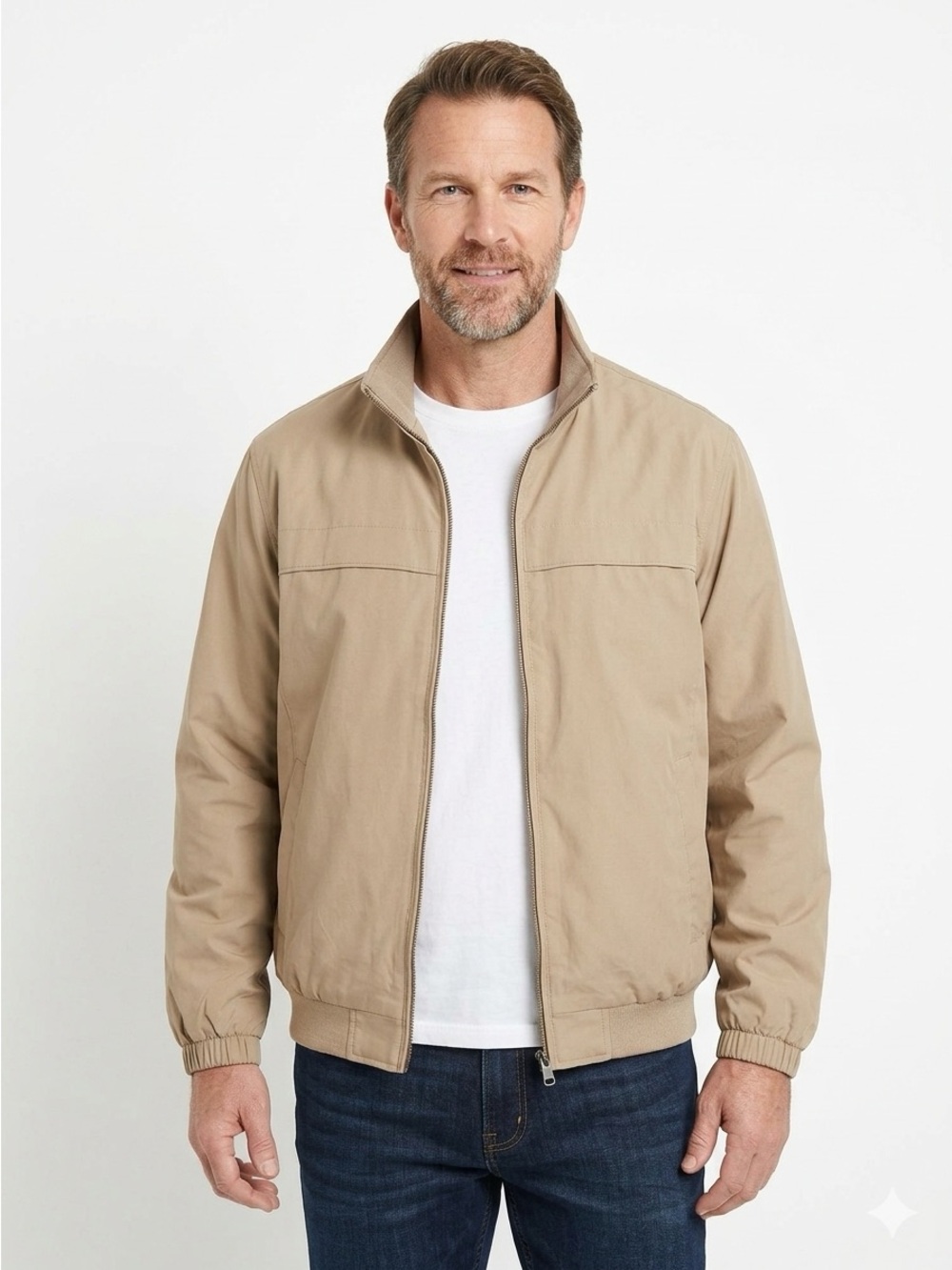 WEATHERPROOF Tan Classic Lightweight Stand Collar Windbreaker Jacket Large lcsr